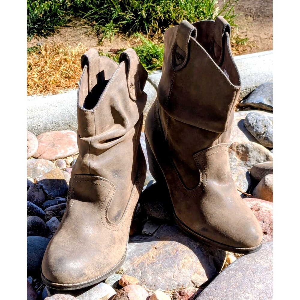 Sheriff Western Rocket Dog Slouch Ankle Boots Womens 7.5 Brown Synthetic Leather - Picture 9 of 10